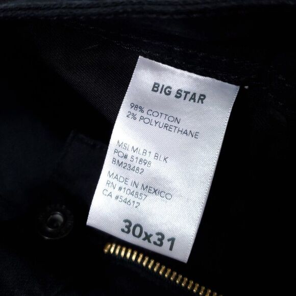 Big Star B-Type I Slim Fit Denim Jeans Black Stretch Men's Size 30 x 31 30x31 - Picture 6 of 10